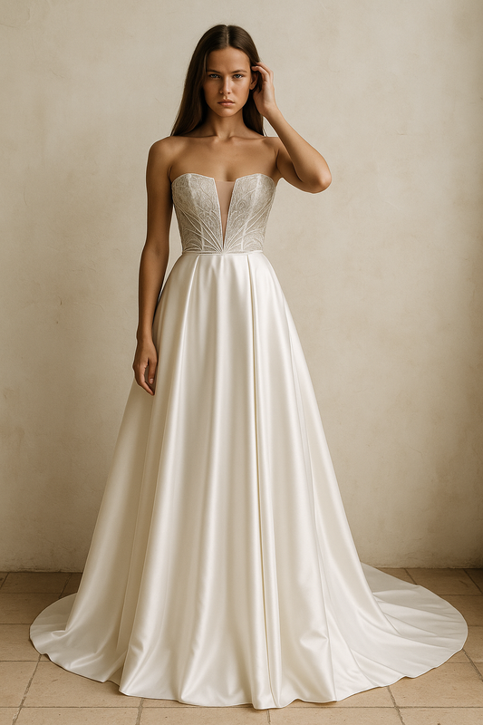 Avendra A-line Illusion Milk Wedding dress