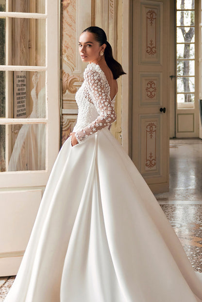 Delara A-line Illusion Ivory Wedding dress