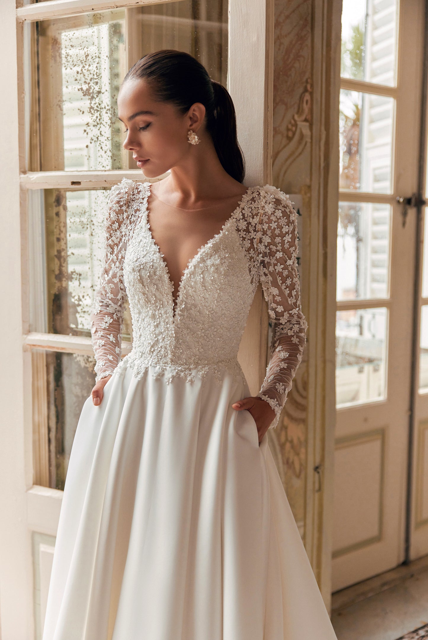 Delara A-line Illusion Ivory Wedding dress