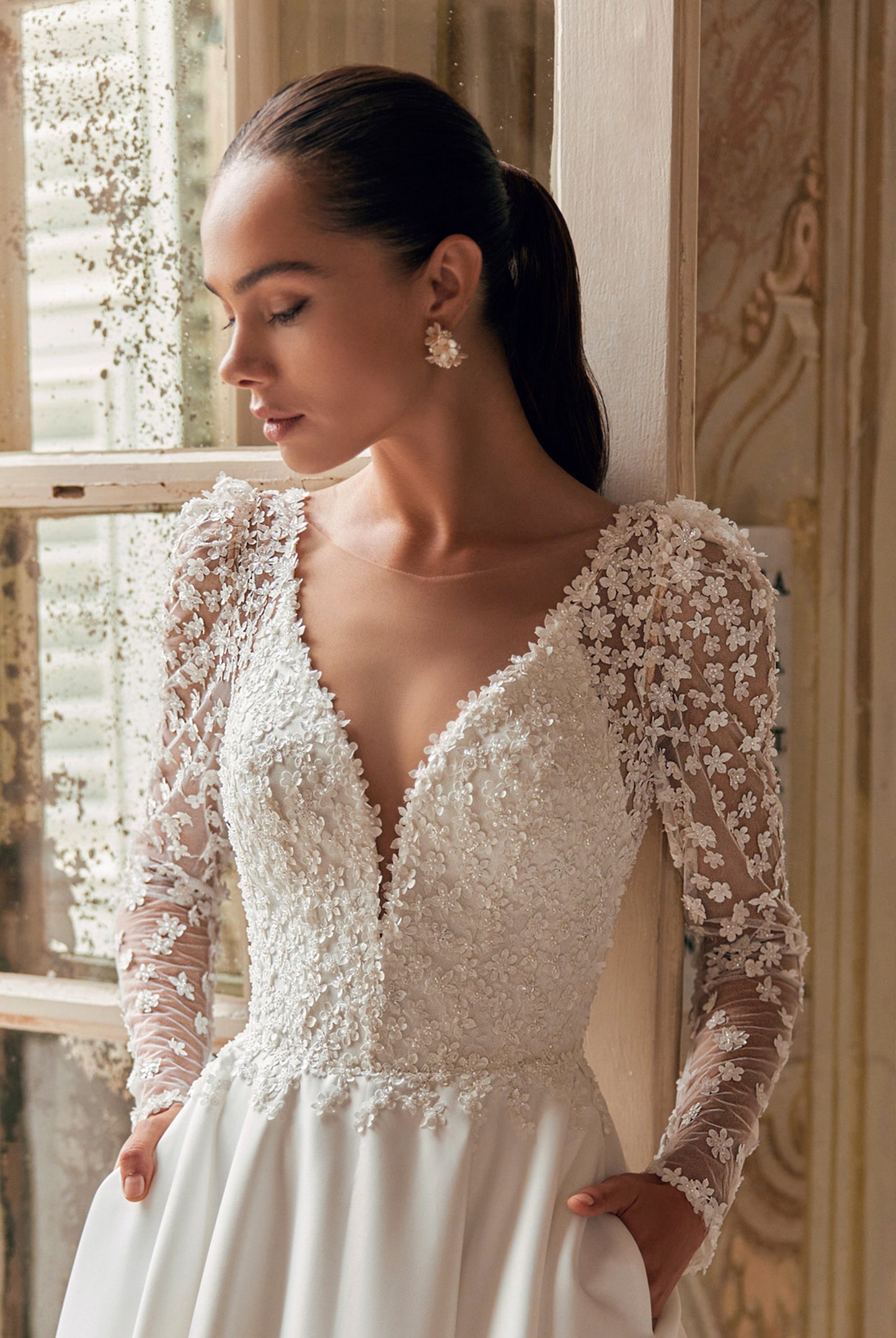 Delara A-line Illusion Ivory Wedding dress