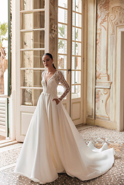 Delara A-line Illusion Ivory Wedding dress