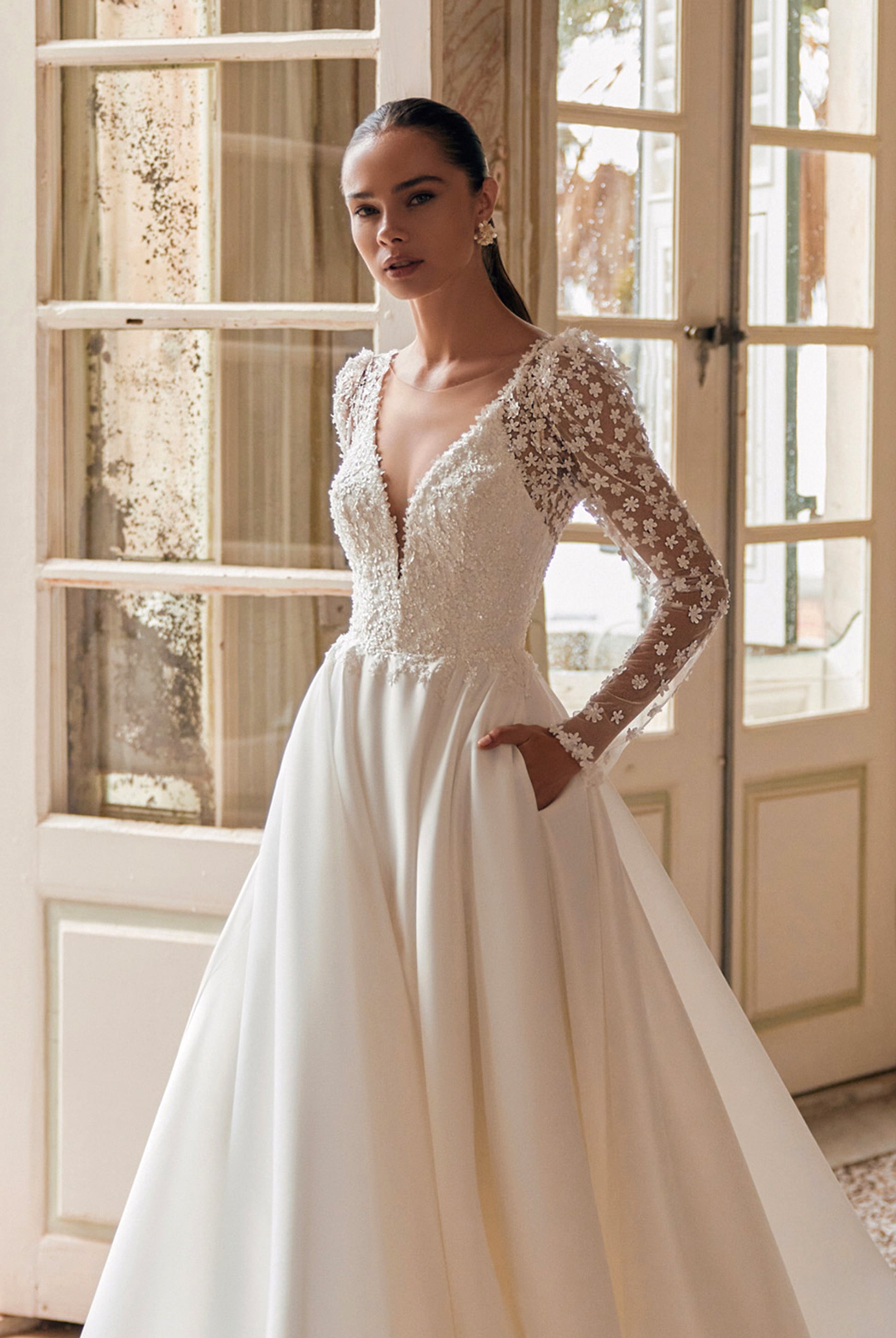 Delara A-line Illusion Ivory Wedding dress