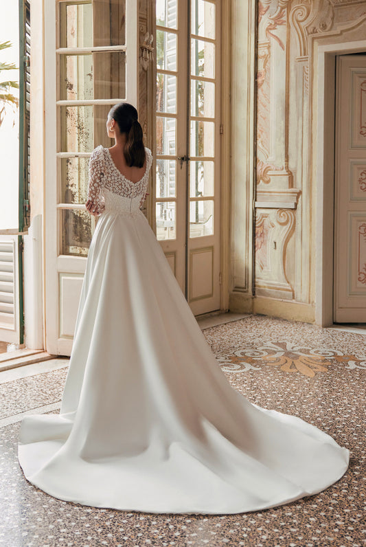 Delara A-line Illusion Ivory Wedding dress