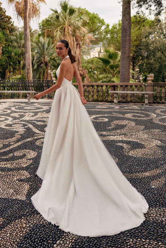 Esme A-line Halter Milk Wedding dress