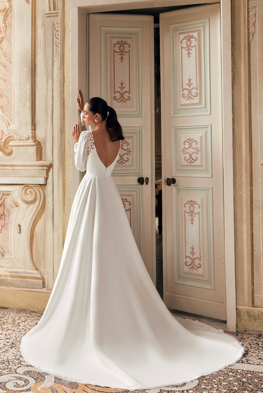 Karten A-line Boat/Bateau Ivory Wedding dress