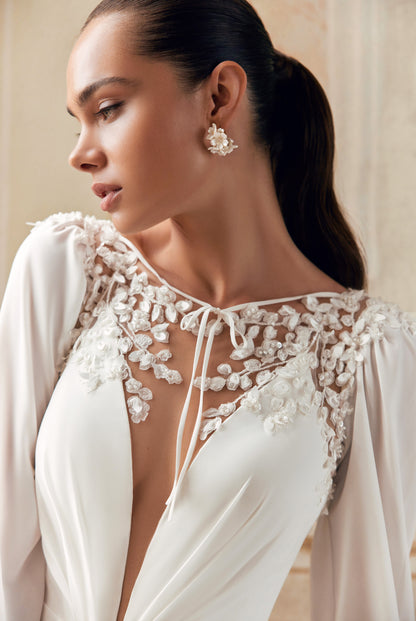 Karten A-line Boat/Bateau Ivory Wedding dress