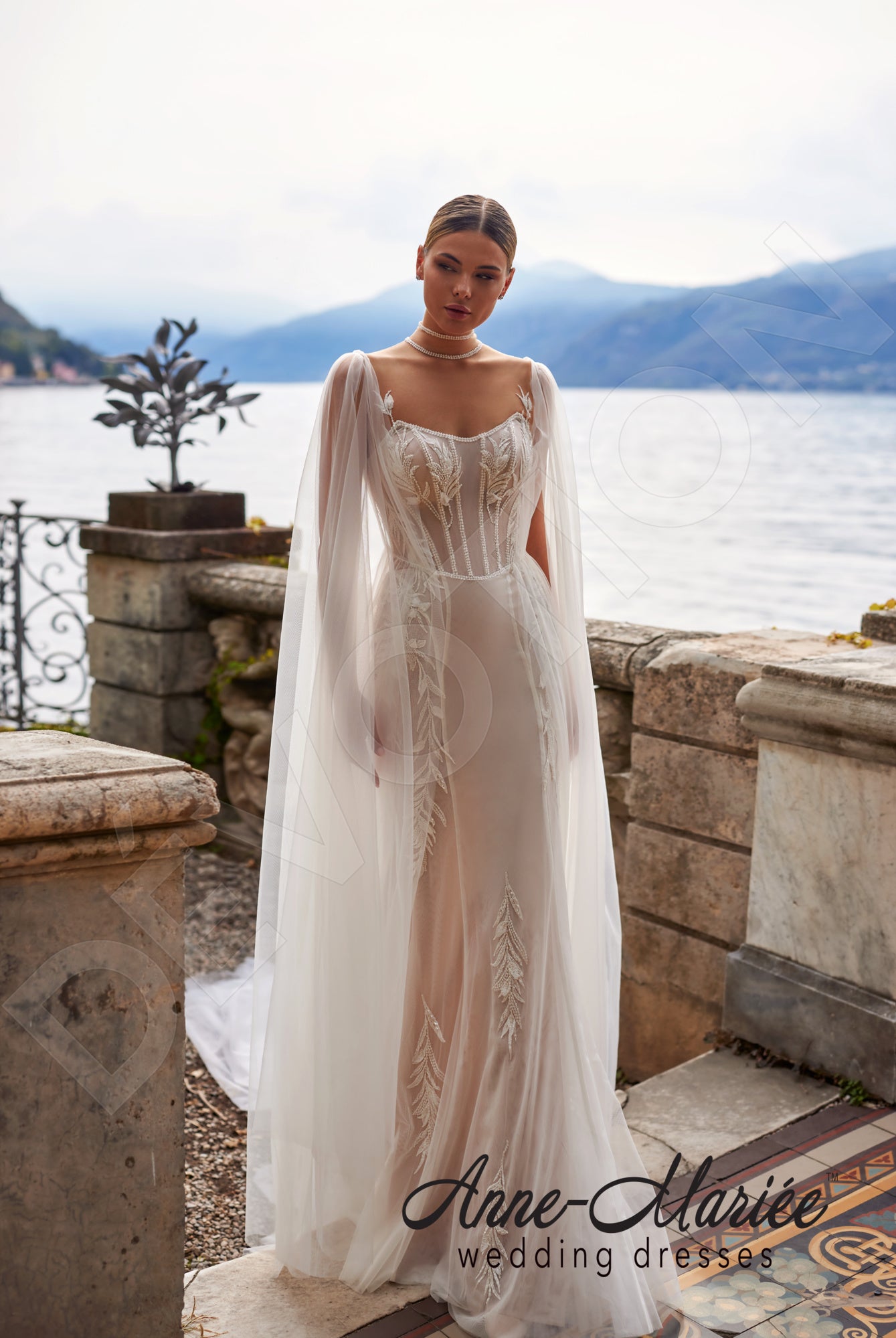 Lelia Trumpet/Mermaid High Neck Milk/Nude Wedding dress 7