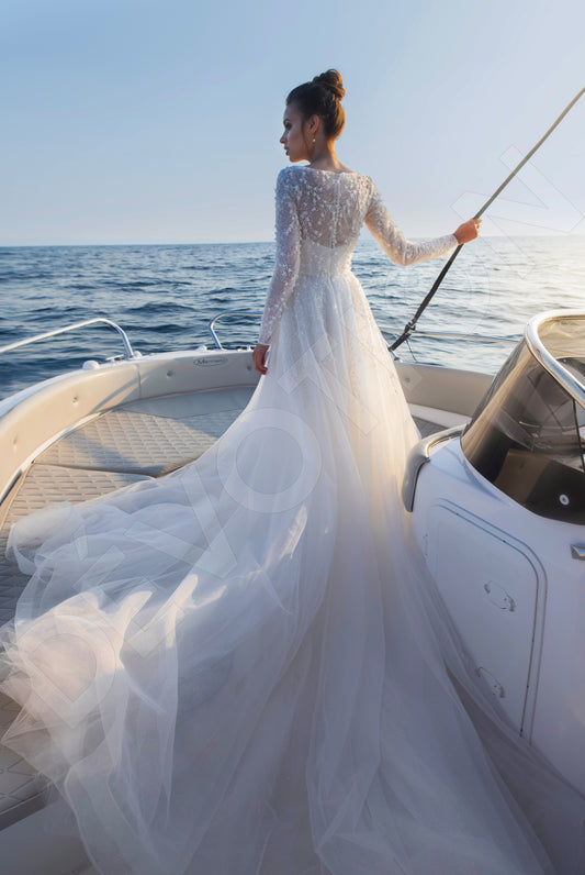 Lunna A-line Jewel Ivory Wedding dress