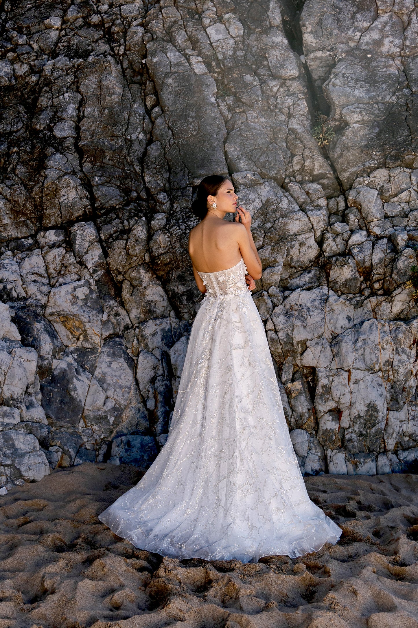 Andreia A-line Straight across Milk Wedding dress