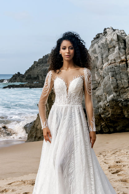 Camila A-line Illusion Milk Wedding dress