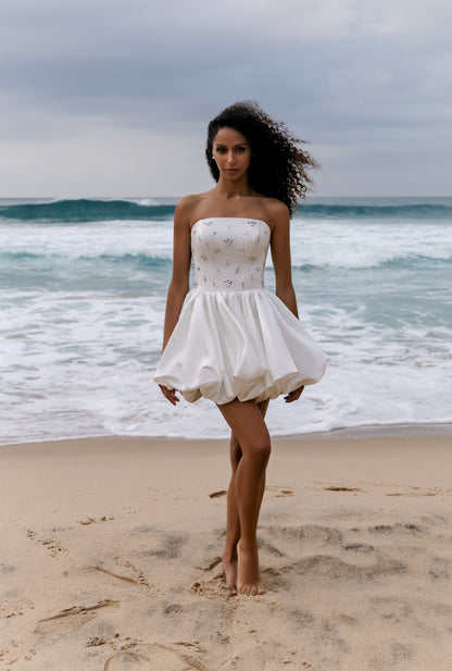 Kati A-line Straight across Milk Wedding dress