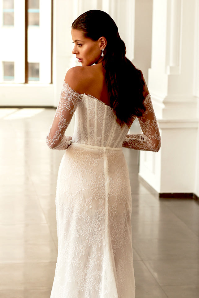 Thea Two in One Off-shoulder/Drop shoulders Ivory Wedding dress