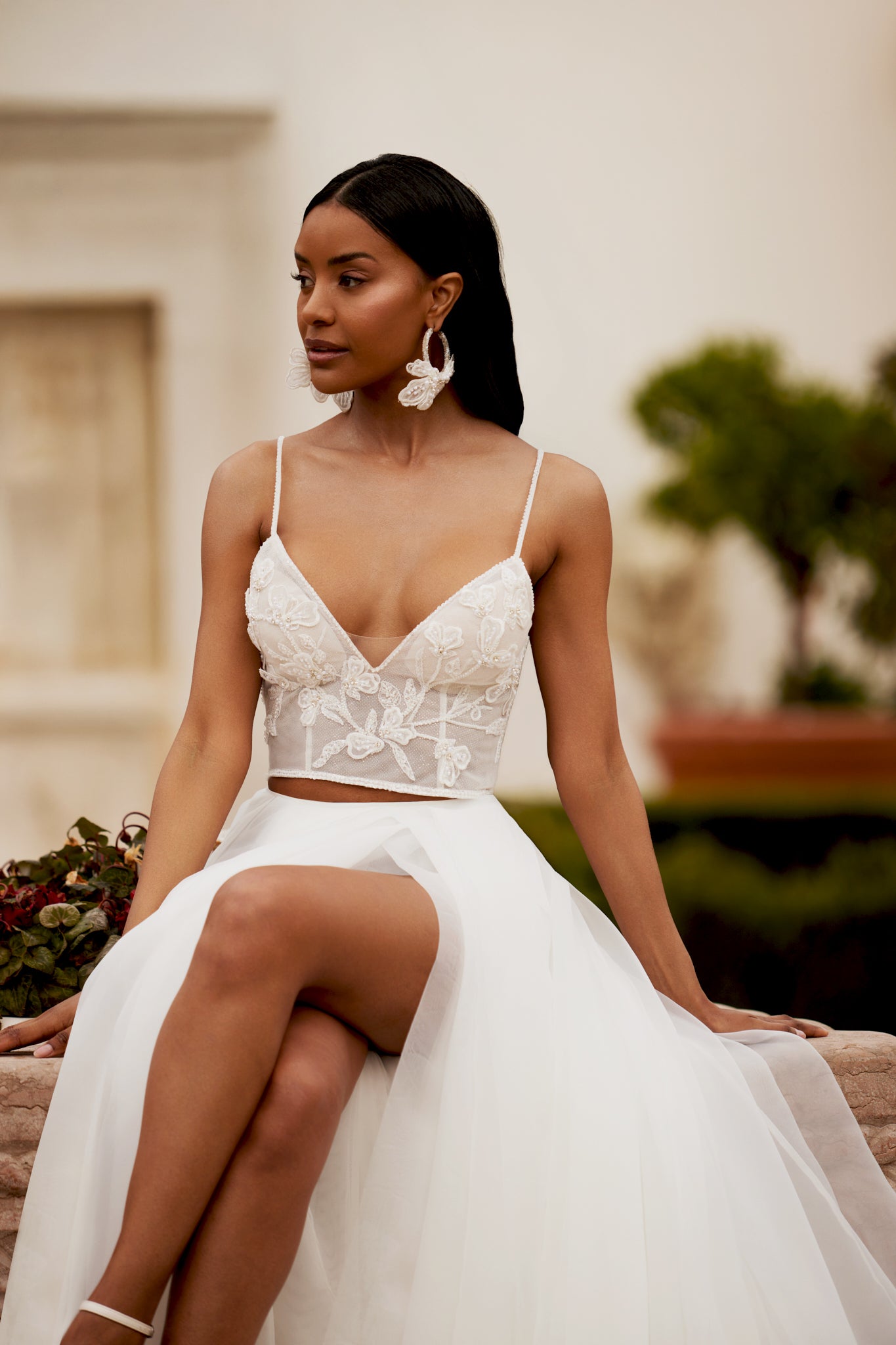Chandra A-line V-neck Ivory Wedding dress