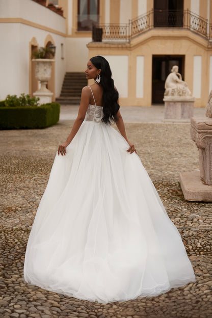 Chandra A-line V-neck Ivory Wedding dress