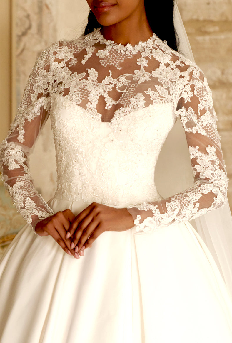 Evridica Princess/Ball Gown Illusion Ivory Wedding dress