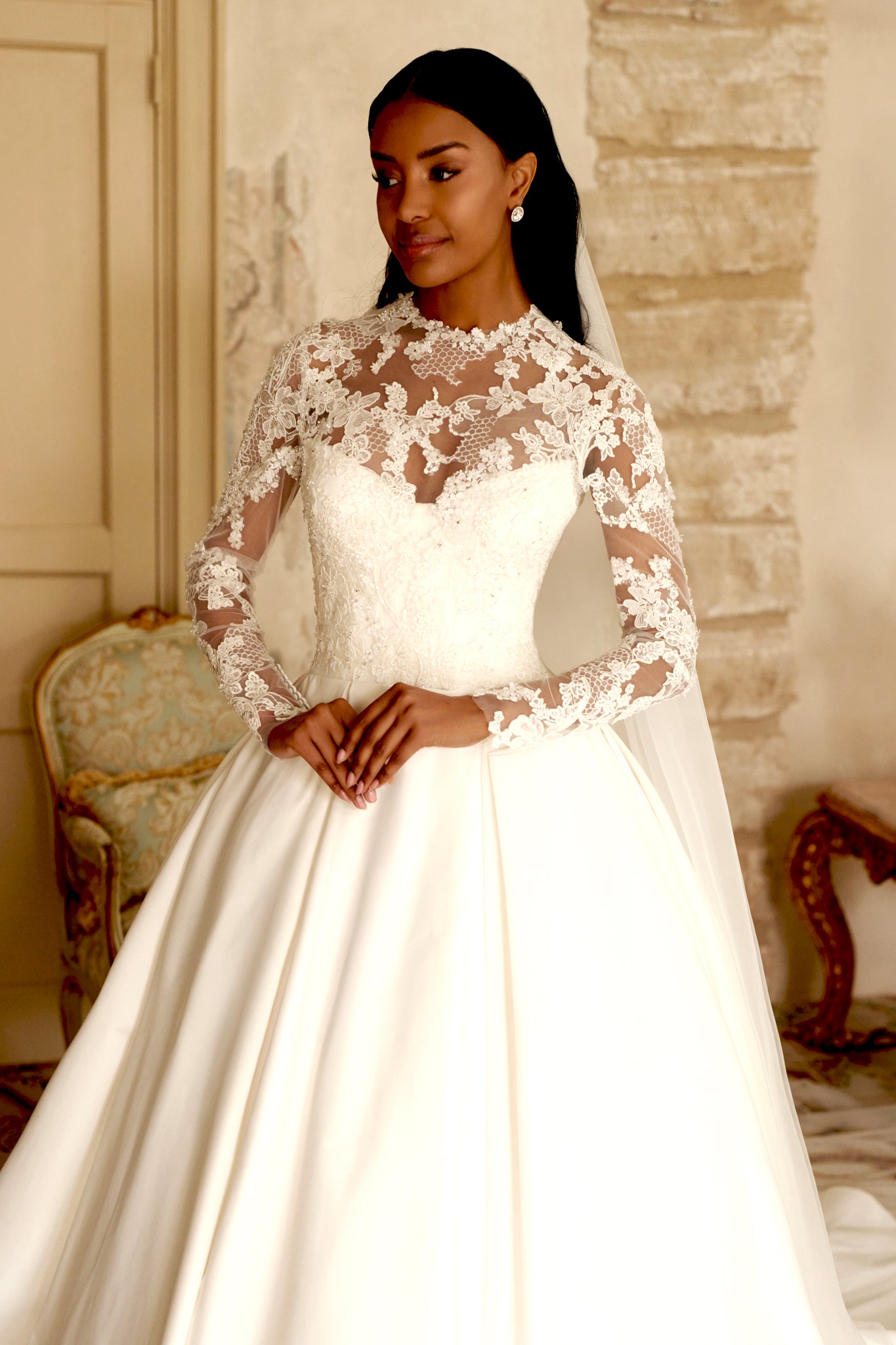 Evridica Princess/Ball Gown Illusion Ivory Wedding dress