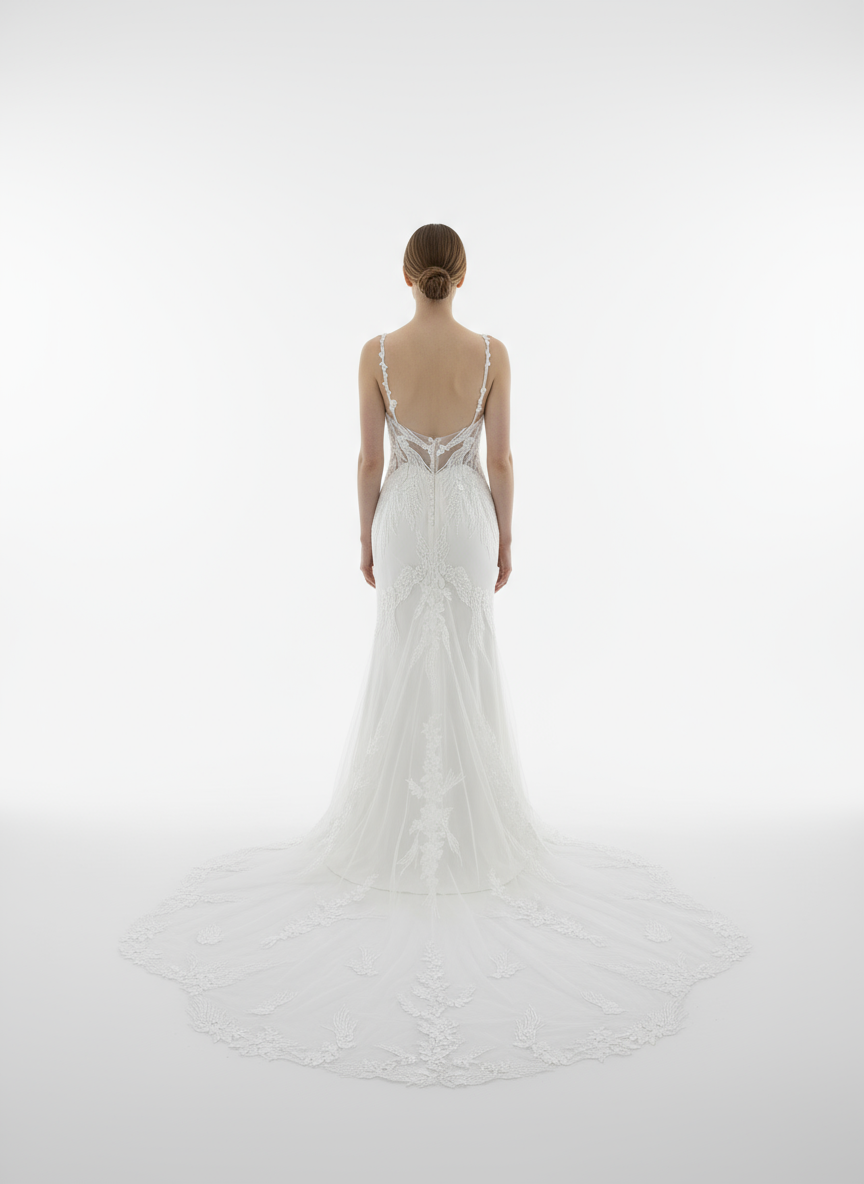 Thalia Trumpet/Mermaid V-neck Milk Wedding dress