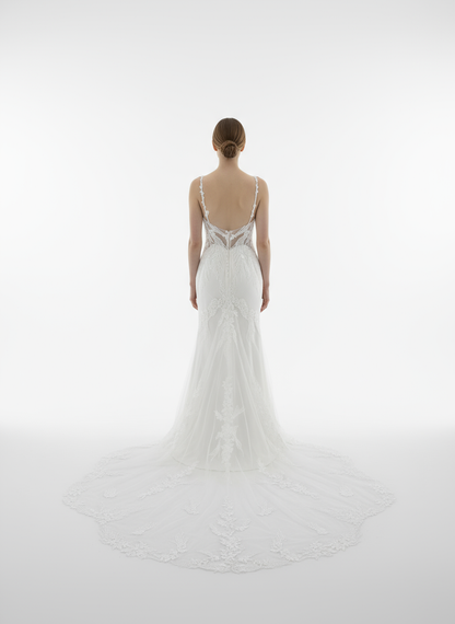 Thalia Trumpet/Mermaid V-neck Milk Wedding dress