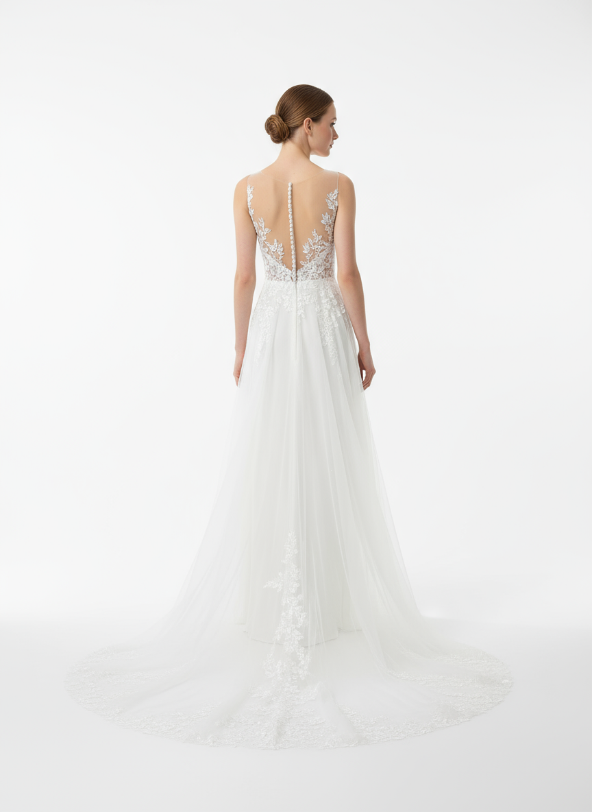 Aristea A-line V-neck Milk Wedding dress