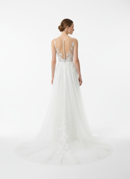 Aristea A-line V-neck Milk Wedding dress