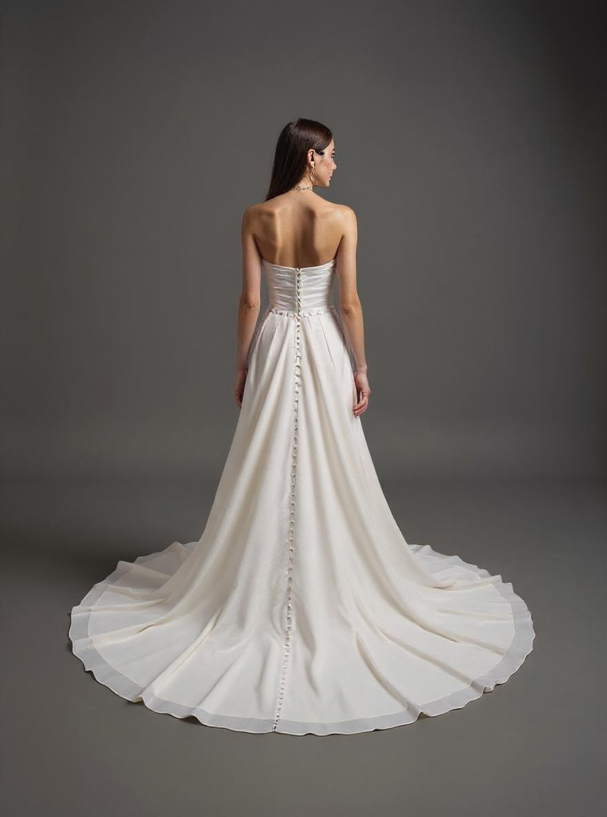 Linna A-line Straight across Milk Wedding dress