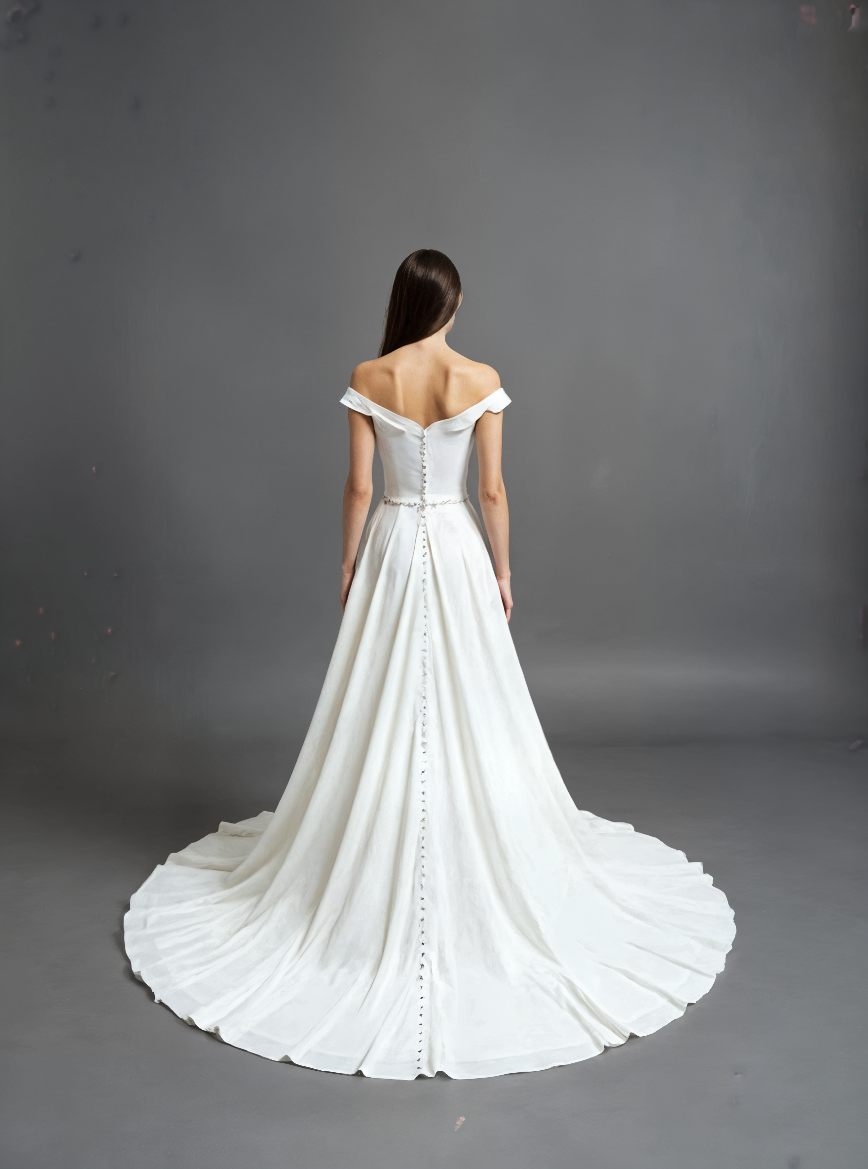 Elin A-line Off-shoulder/Drop shoulders Milk Wedding dress