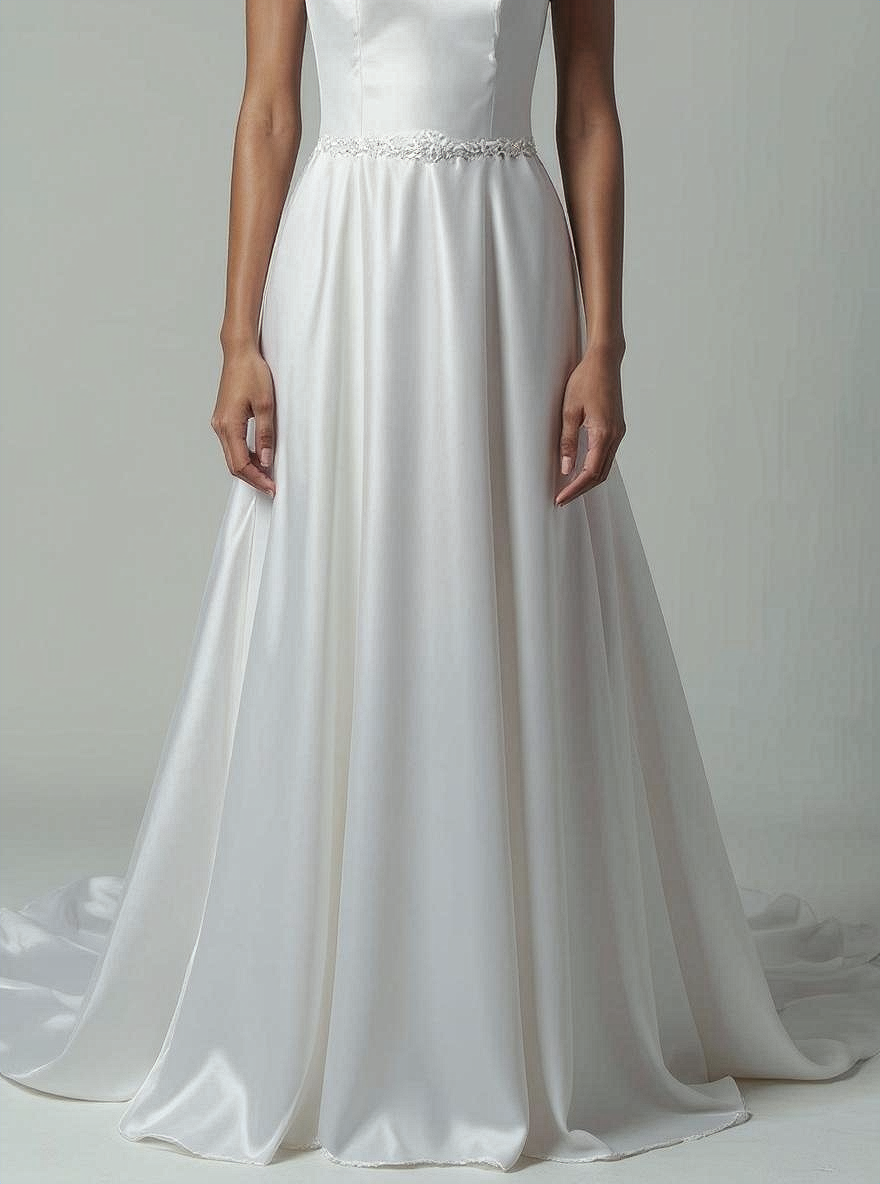 Elin A-line Off-shoulder/Drop shoulders Milk Wedding dress