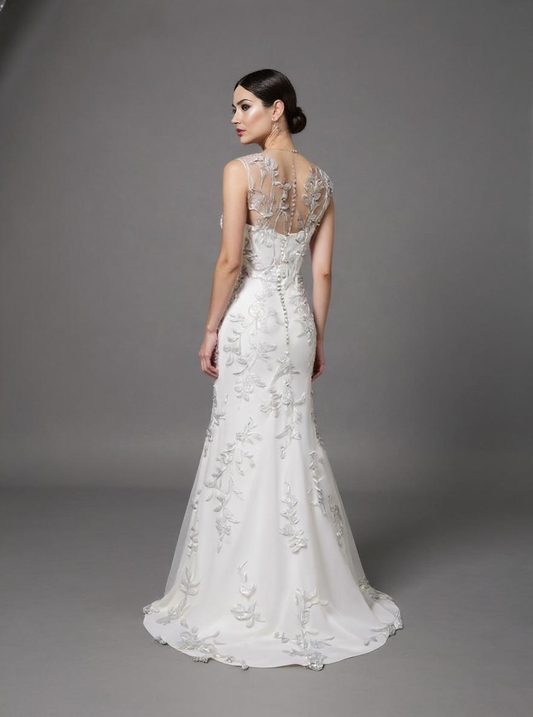 Lania Trumpet/Mermaid Illusion Milk Wedding dress