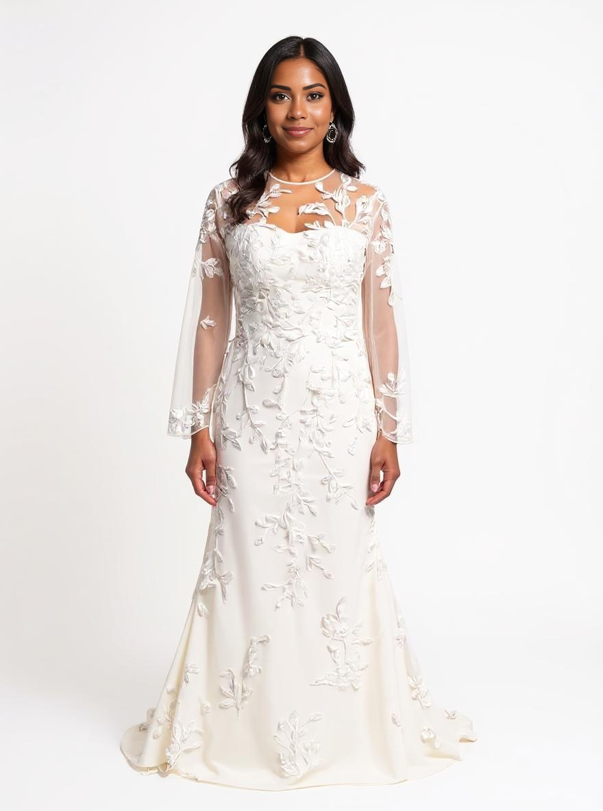 Lania Trumpet/Mermaid Illusion Milk Wedding dress