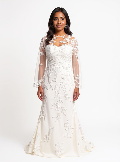 Lania Trumpet/Mermaid Illusion Milk Wedding dress