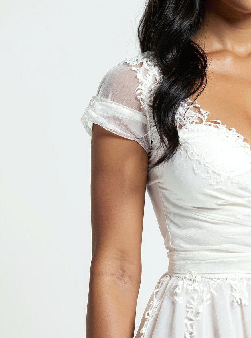 Samante A-line V-neck Milk Wedding dress