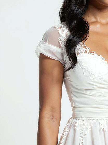 Samante A-line V-neck Milk Wedding dress