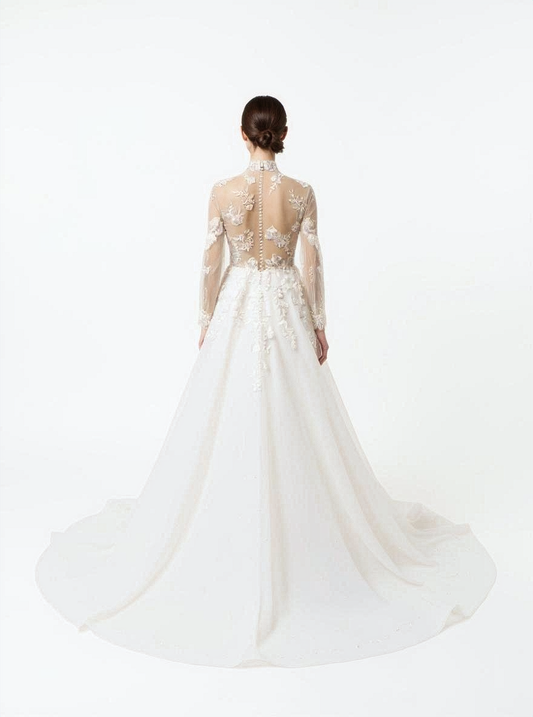 Velora A-line Illusion Milk Wedding dress