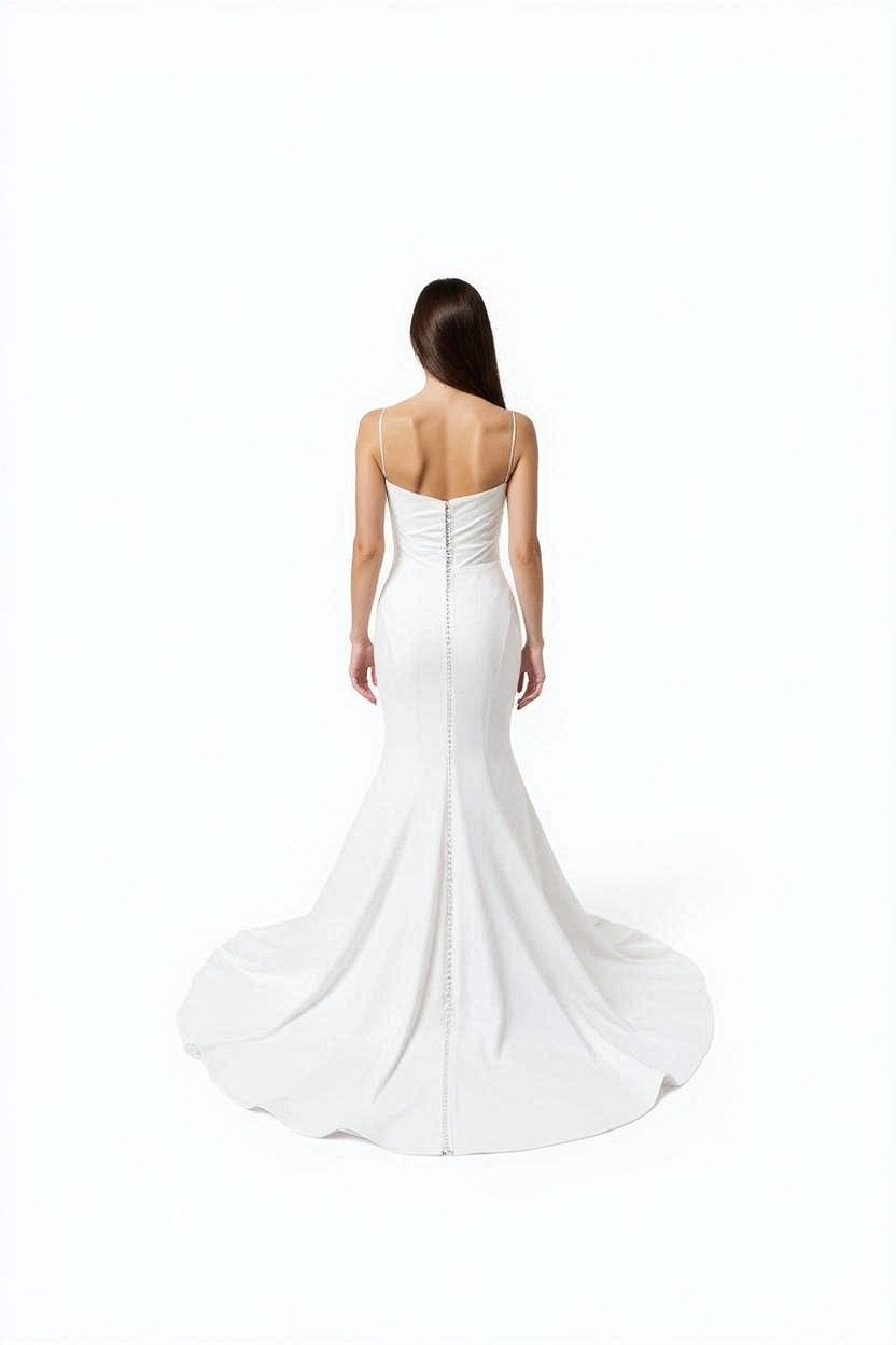 Vestra Trumpet/Mermaid V-neck Milk Wedding dress