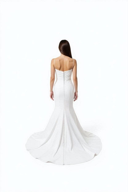 Vestra Trumpet/Mermaid V-neck Milk Wedding dress