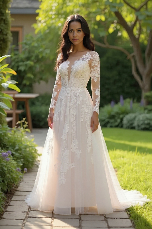 Noirique A-line Illusion Milk Wedding dress
