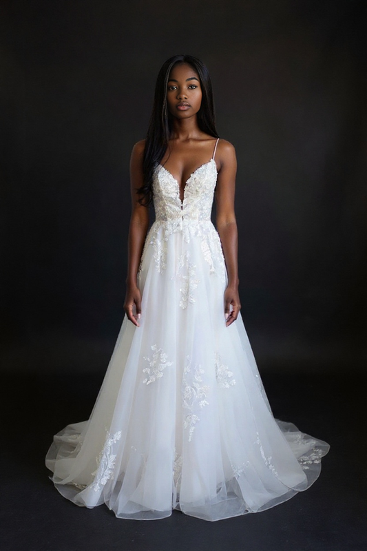 Stellune A-line V-neck Milk Wedding dress