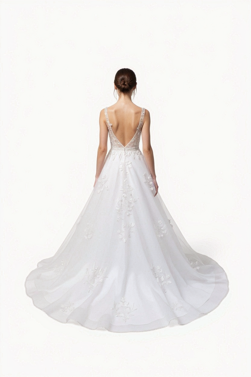 Stellune A-line V-neck Milk Wedding dress
