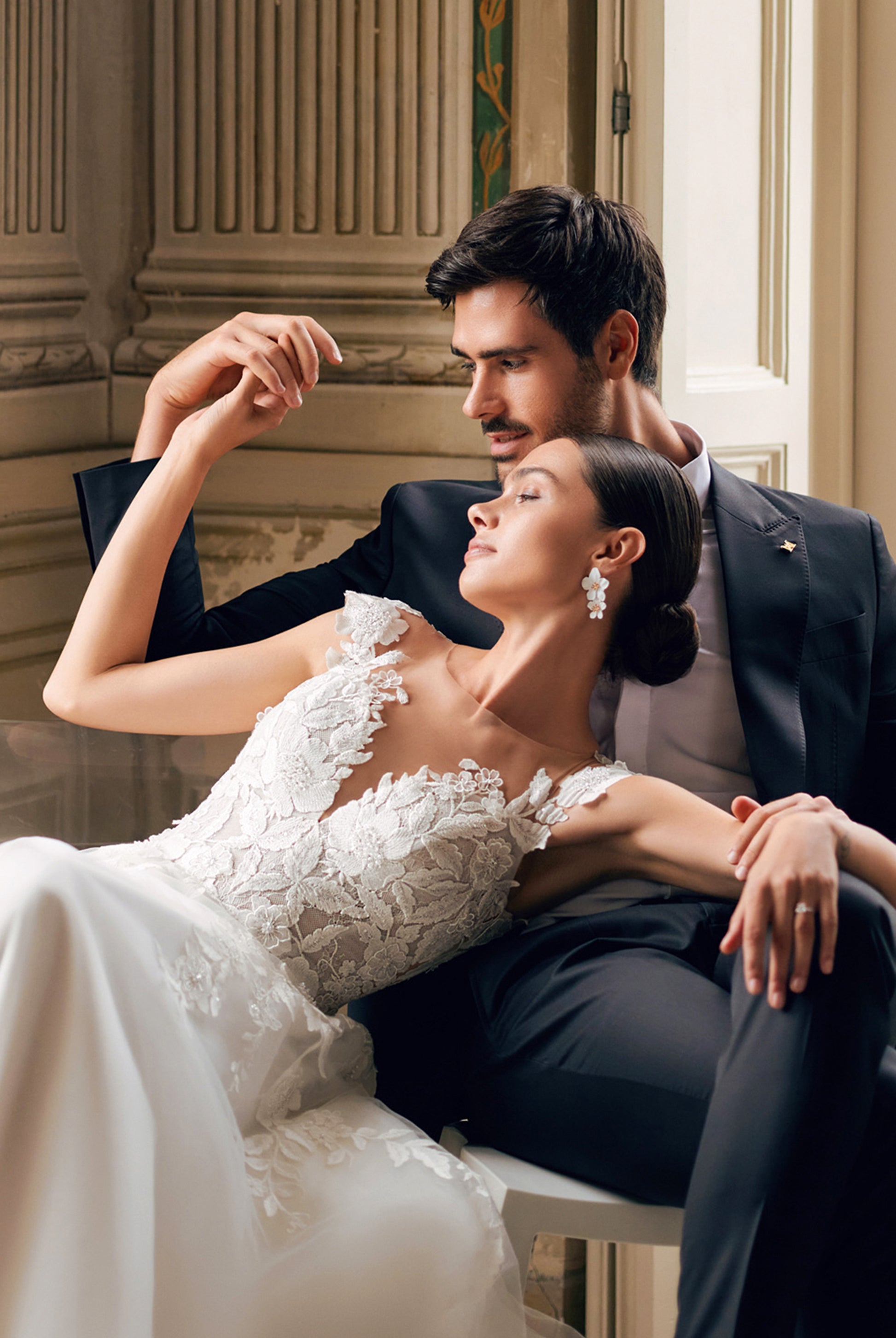 Rema A-line Illusion Ivory Wedding dress