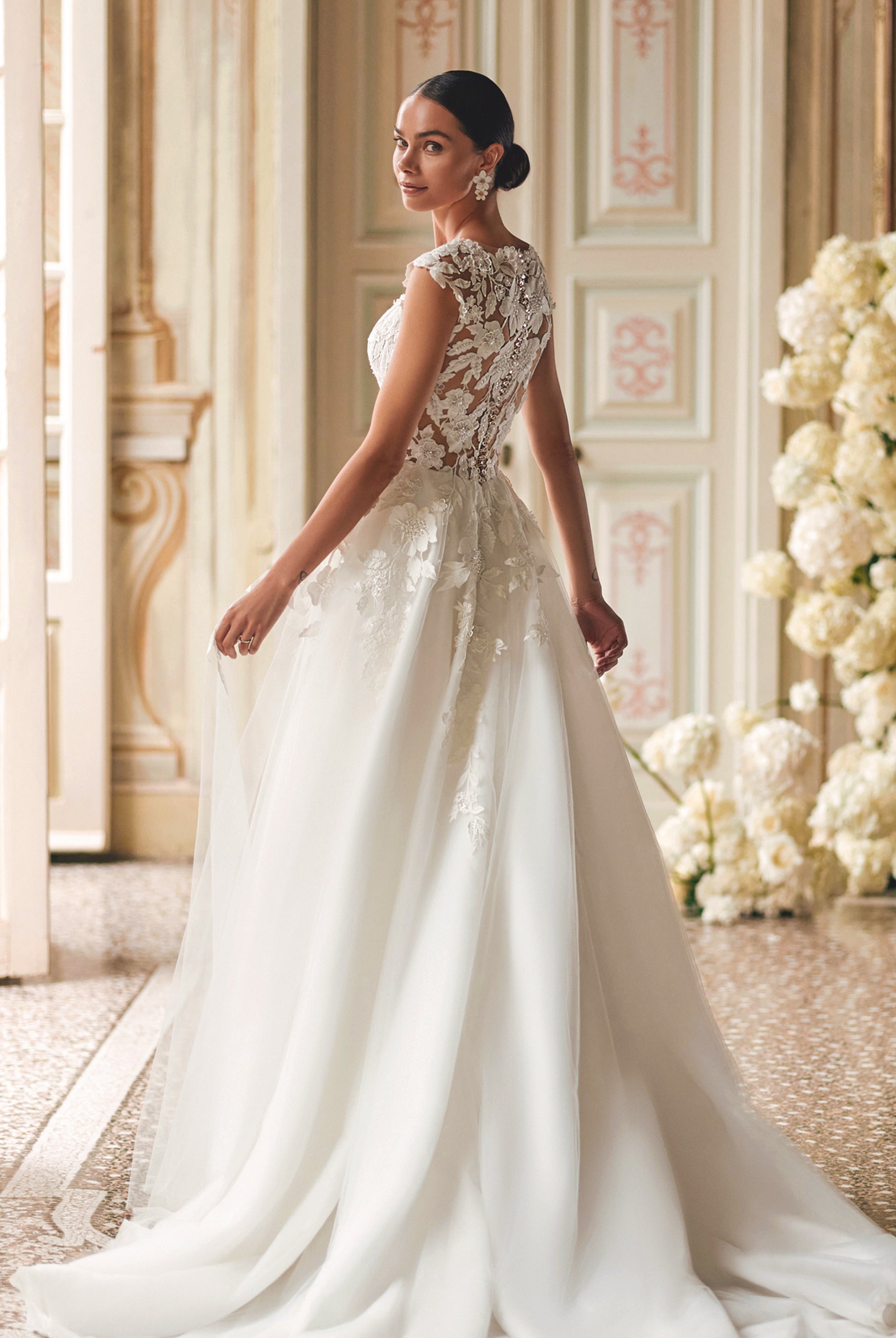 Rema A-line Illusion Ivory Wedding dress