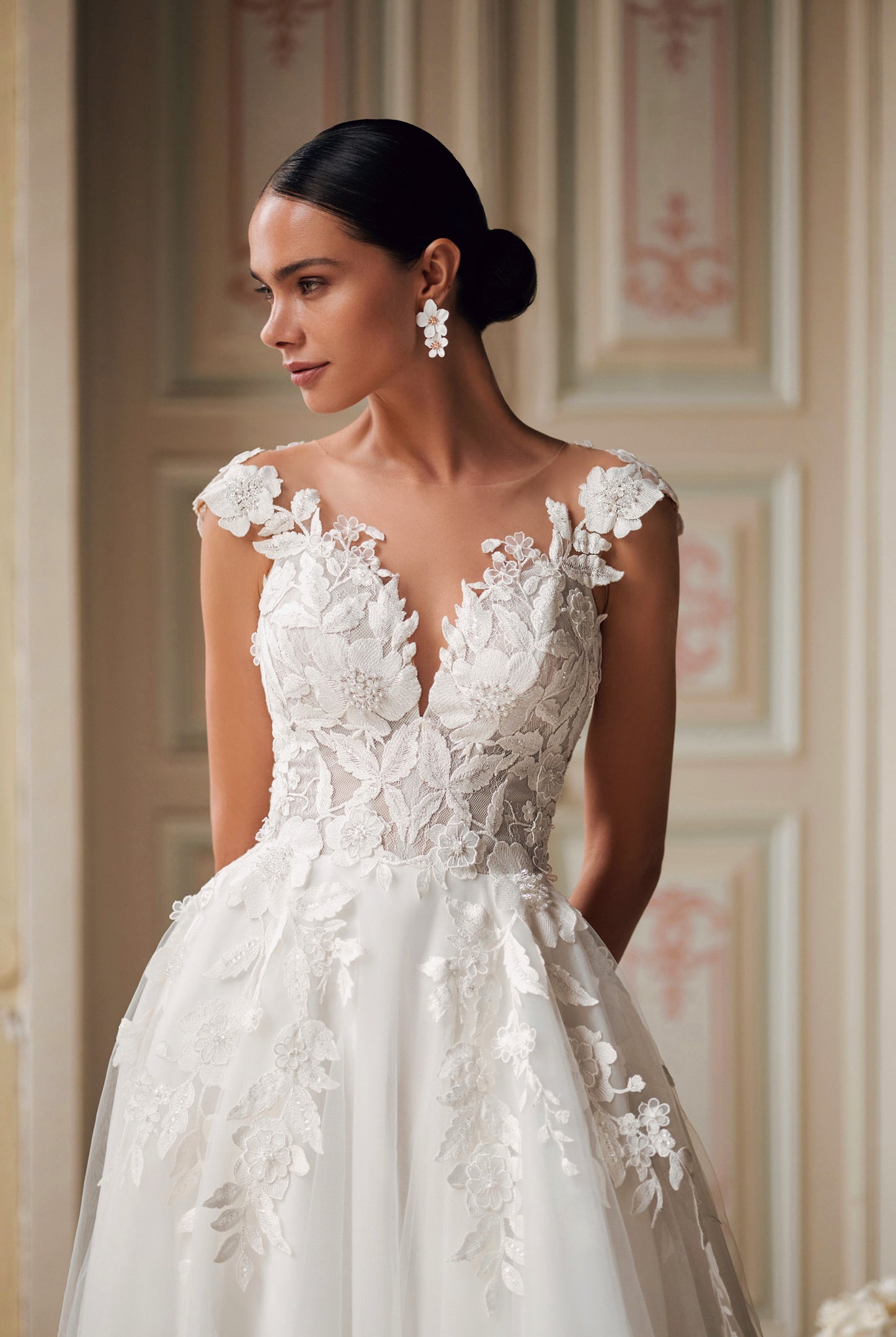 Rema A-line Illusion Ivory Wedding dress
