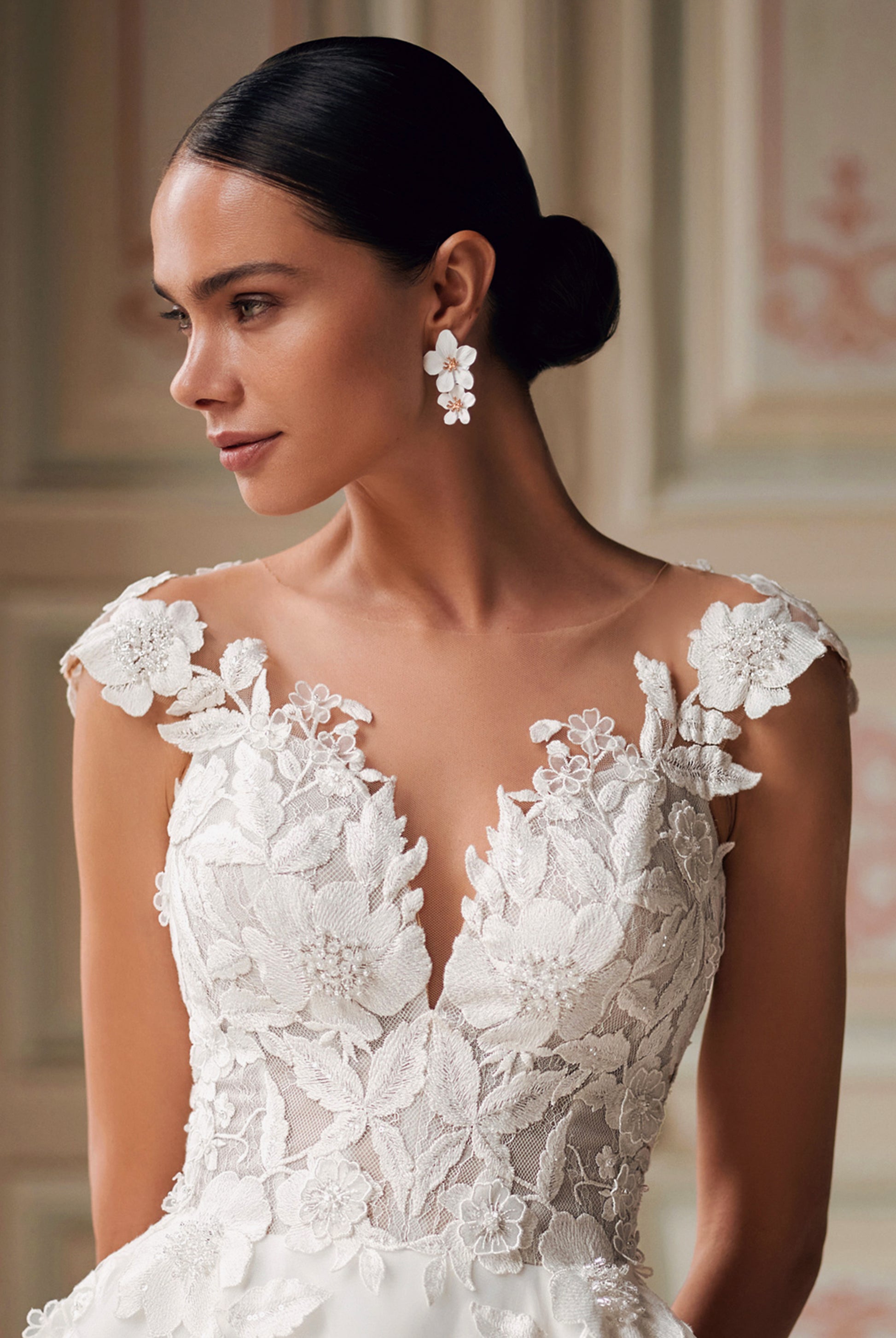Rema A-line Illusion Ivory Wedding dress