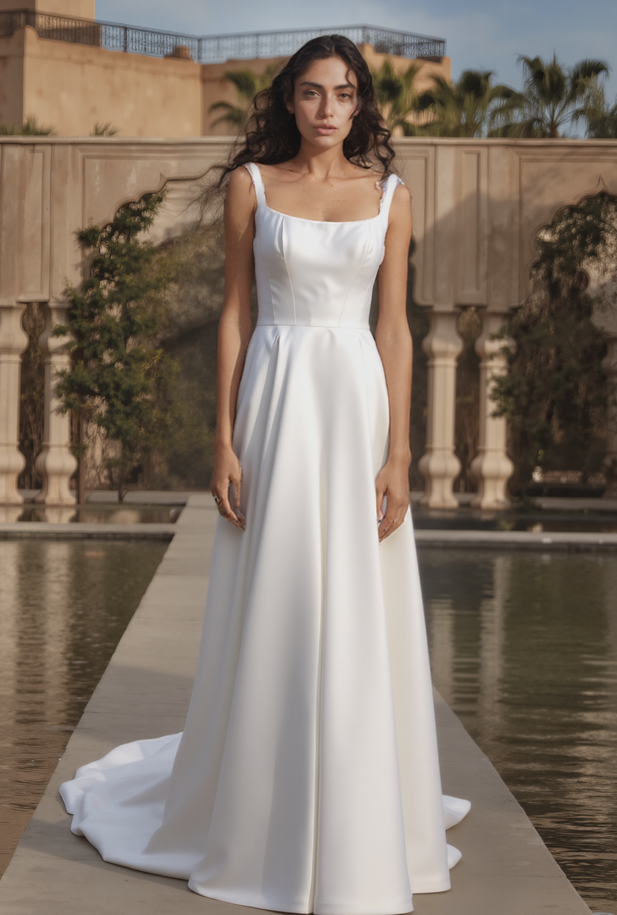 Emily A-line Square Milk Wedding dress