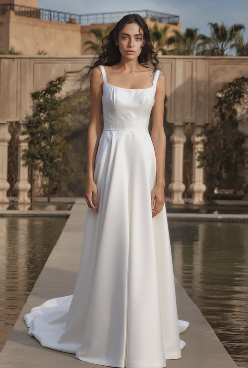 Emily A-line Square Milk Wedding dress