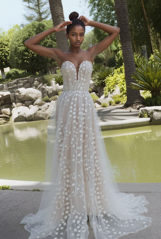 Liorra A-line Illusion Milk Wedding dress