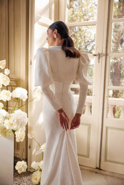 Tasha Trumpet/Mermaid Straight across Ivory Wedding dress