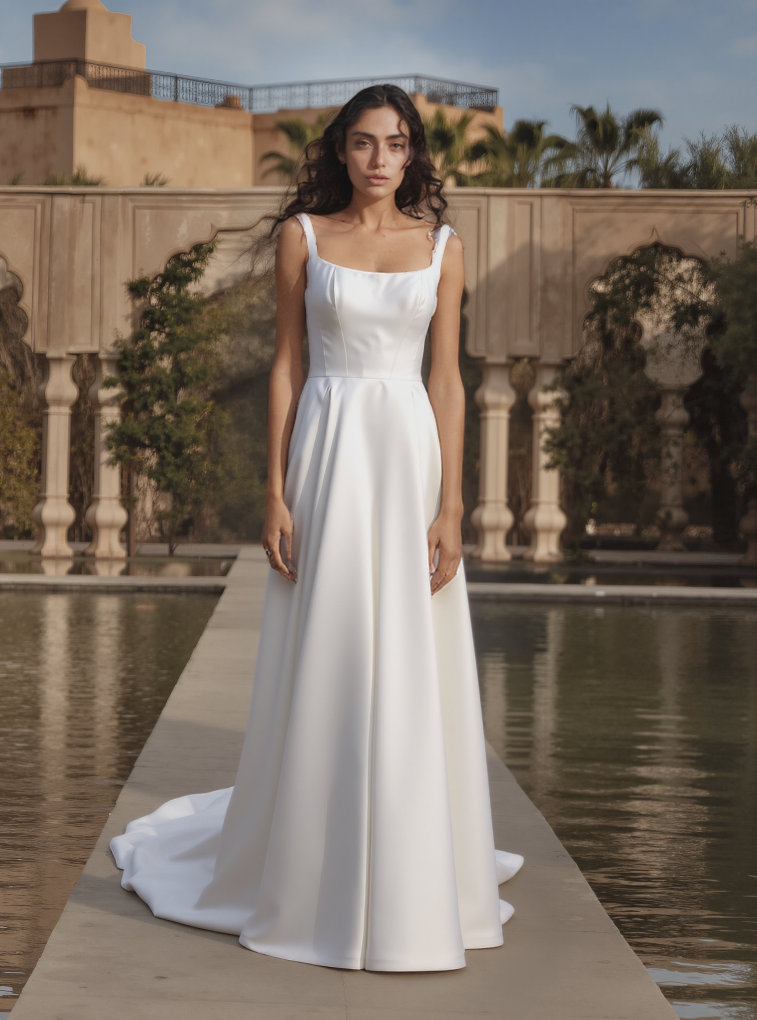 Emily A-line Square Milk Wedding dress