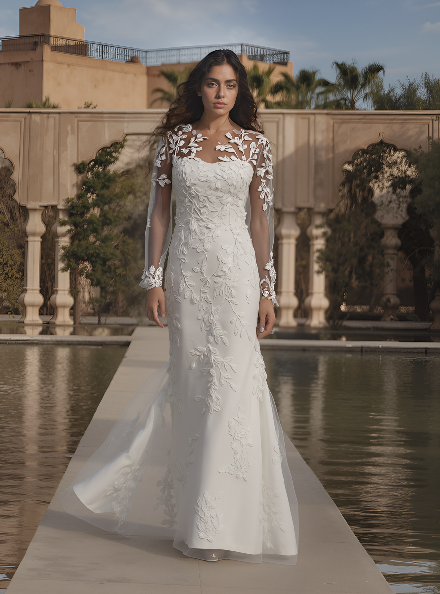 Lania Trumpet/Mermaid Illusion Milk Wedding dress