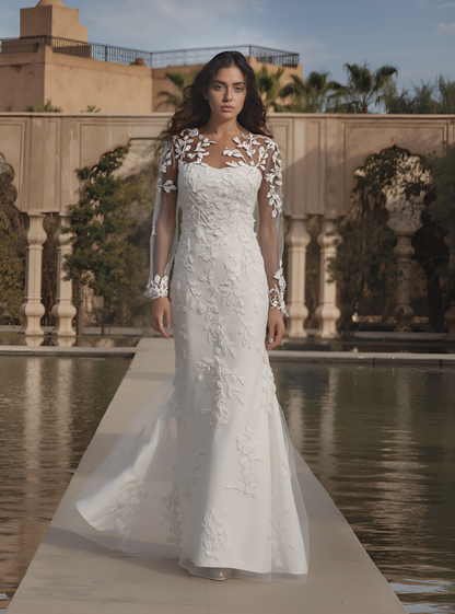 Lania Trumpet/Mermaid Illusion Milk Wedding dress