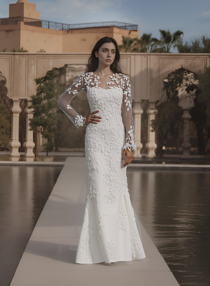 Lania Trumpet/Mermaid Illusion Milk Wedding dress